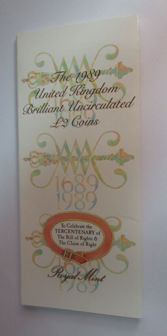 1989 Bill & Claim of Rights Tercentenary Royal Mint UK BU 2x £2 Sealed Coin Pack