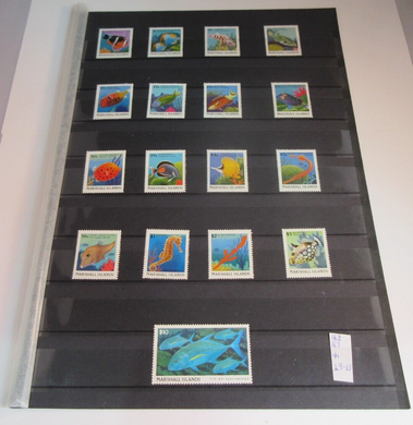 MARSHALL ISLANDS POSTAGE STAMPS FISH 1988-1989 MNH WITH STAMP HOLDER PAGE