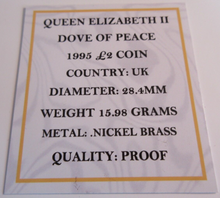 Load image into Gallery viewer, DOVE OF PEACE QUEEN ELIZABETH II £2 1995 UK TWO POUND COIN PROOF BOX &amp; COA
