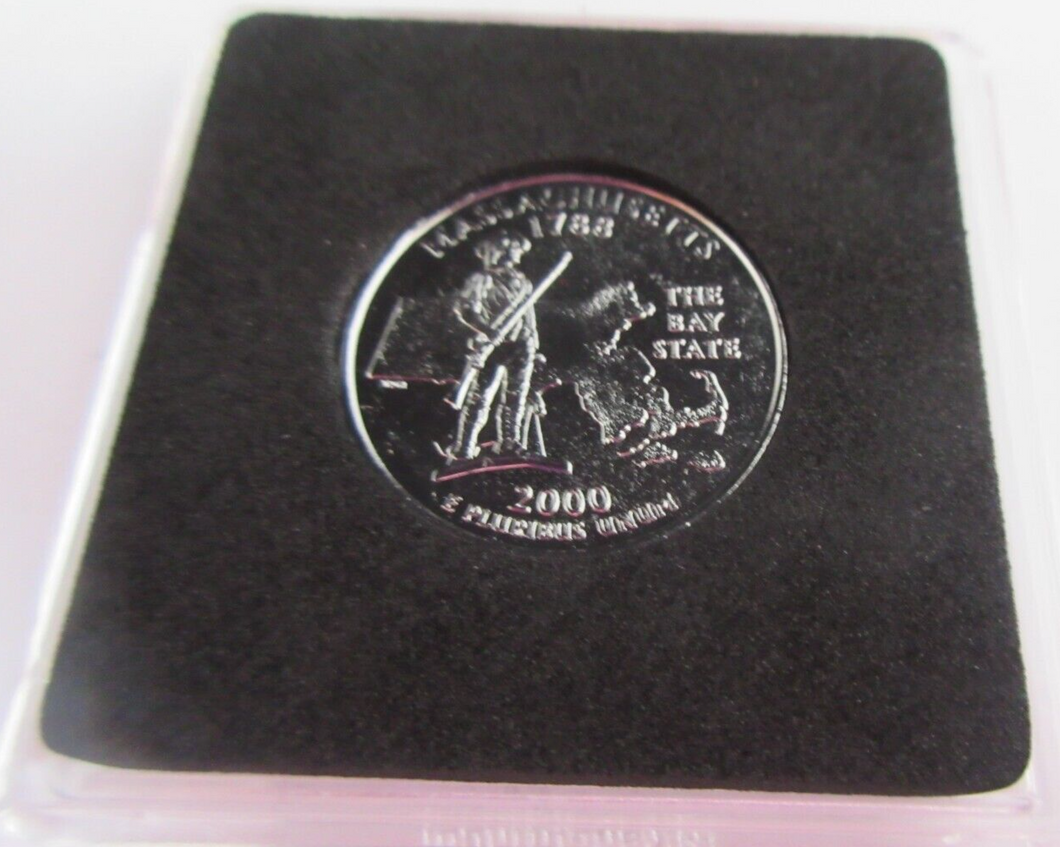 2000 UNITED STATES MINT STATE QUARTER DOLLAR MASSACHUSETTS 1788 PLATINUM PLATED