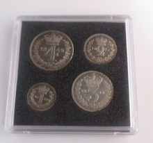 Load image into Gallery viewer, 1849 Maundy Money Queen Victoria 1d - 4d 4 UK Coin Set In Quadrum Box EF - Unc
