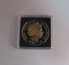 Load image into Gallery viewer, 2003 Edward&#39;s Crown Golden Jubilee 1oz Silver Proof New Zealand $5 Coin BoxCOA
