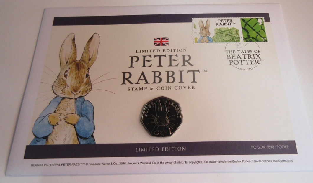 2016 PETER RABBIT BUNC 50P FIFTY PENCE COIN & STAMP COVER PNC