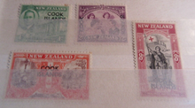 Load image into Gallery viewer, 1946 NEW ZEALAND OVERPRINT STAMP SETS X 3 IN STAMP HOLDER
