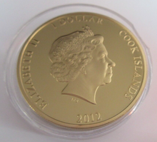 Load image into Gallery viewer, 2012 DIAMOND JUBILEE TOUR MALAYSIA GOLD PLATED COOK ISLANDS  $1 COIN/COA
