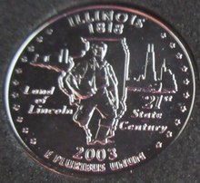 Load image into Gallery viewer, 2003 UNITED STATES MINT STATE QUARTER DOLLAR ILLINOIS 1818 PLATINUM PLATED
