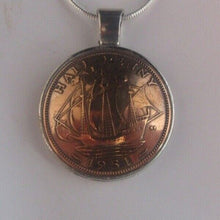 Load image into Gallery viewer, Half Penny Domed Necklace Boxed UK Coin Crafts gifts for Birthdays &amp; Christmas
