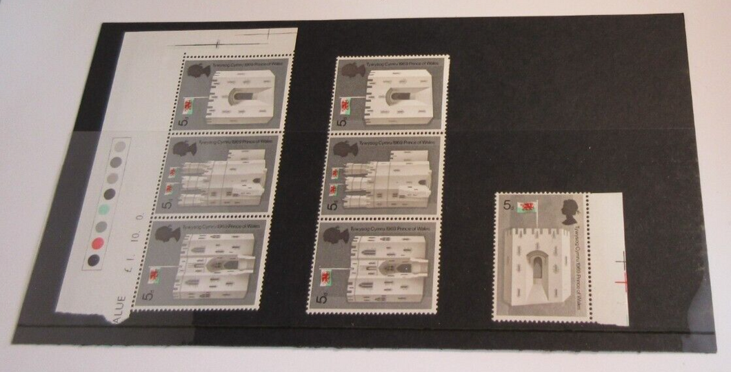 QUEEN ELIZABETH II PRE DECIMAL 1969 INVESTITURE PRINCE OF WALES STAMPS x7 MNH