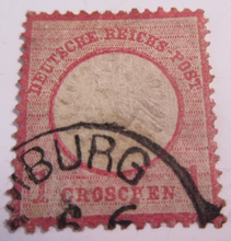 Load image into Gallery viewer, 1873 DEUTSCHE REICHS POST 1 GROSCHEN FINE USED STAMP IN STAMP HOLDER
