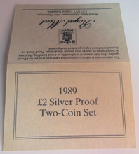 Load image into Gallery viewer, 1989 TERCENTENARY OF THE BILL &amp; CLAIM OF RIGHT SILVER PROOF 2 COIN SET BOX &amp; COA
