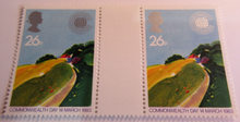 Load image into Gallery viewer, 1983 COMMONWEALTH DAY GUTTER PAIRS 8 STAMPS MNH IN CLEAR FRONTED HOLDER
