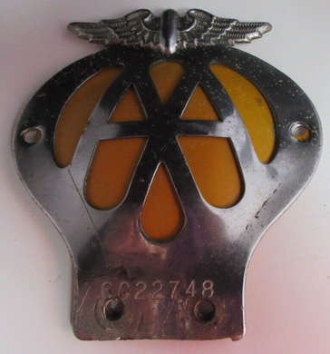 1962-1963 VINTAGE AA CAR BADGE NUMBER 6C22748