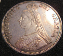 Load image into Gallery viewer, 1887 QUEEN VICTORIA DOUBLE FLORIN AFDC UNC MINTAGE 1084 LOVELY TONE
