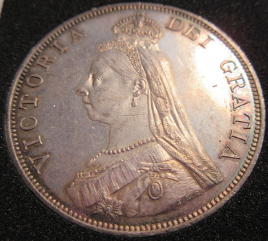 1887 QUEEN VICTORIA DOUBLE FLORIN AFDC UNC MINTAGE 1084 LOVELY TONE