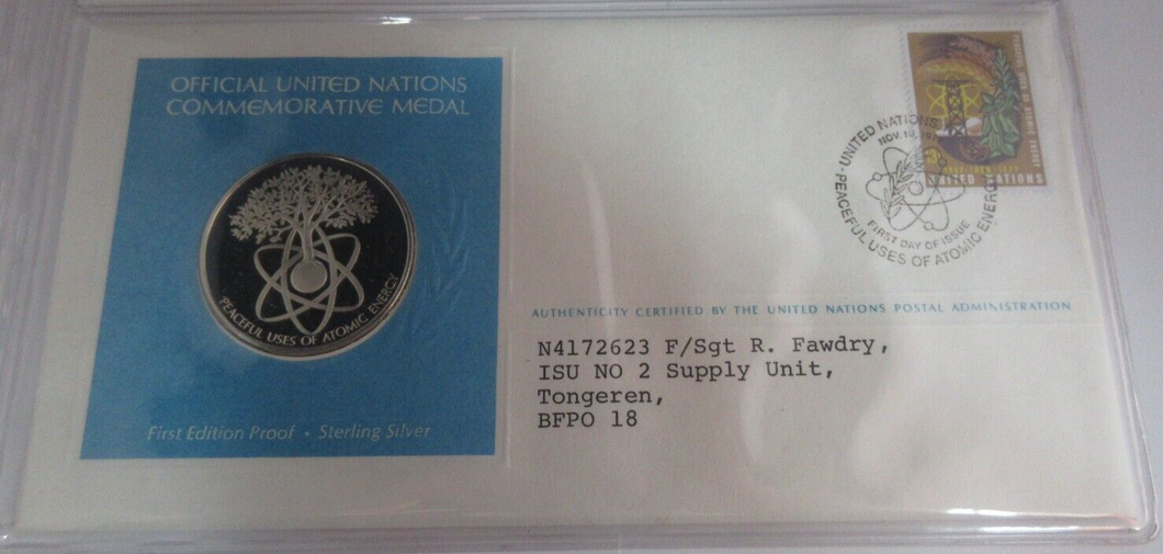 1976 Peaceful Use Atomic Energy First Edition United Nations Silver Proof Medal