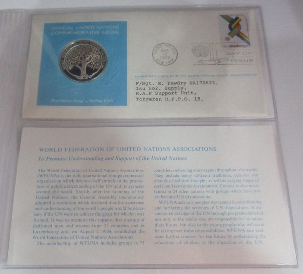 1976 Promoting Understanding First Edition United Nations Silver Proof Medal