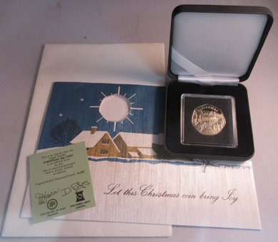 1986 QEII CHRISTMAS COLLECTION IOM BB MARK DIAMOND FINISH 50P COIN CARD BOX &COA