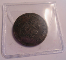 Load image into Gallery viewer, 1858 GEORGE WILHELM 3 PFENNINGE EF-UNC IN PROTECTIVE CLEAR FLIP
