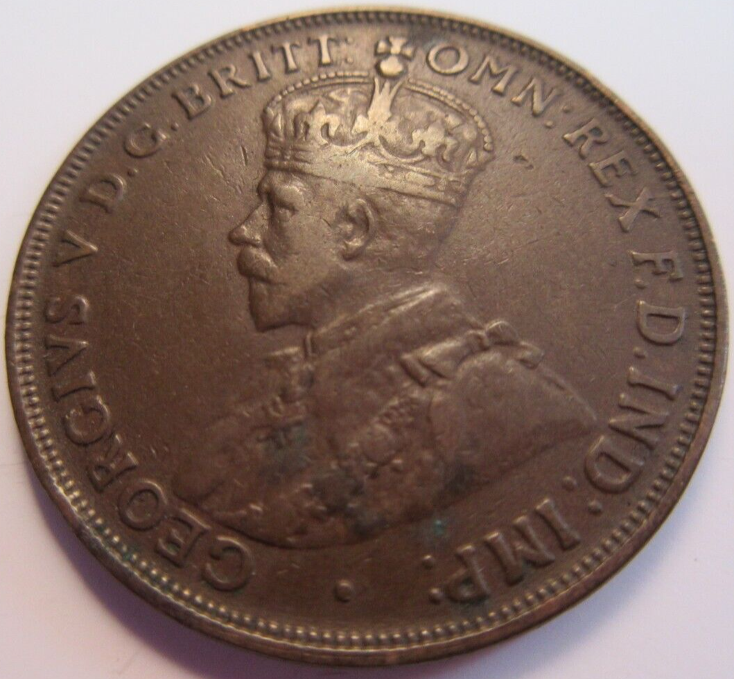 1921 KING GEORGE V COMMONWEALTH OF AUSTRALIA ONE PENNY EF SCARCE IN CLEAR FLIP