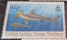 Load image into Gallery viewer, BRITISH INDIAN OCEAN TERRITORY SHARK STAMPS MNH WITH STAMP HOLDER PAGE
