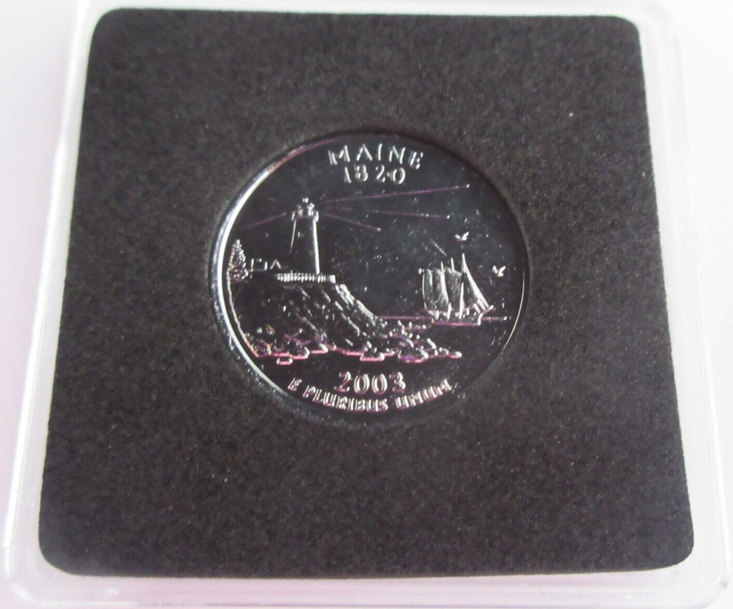 2003 UNITED STATES MINT STATE QUARTER DOLLAR MAINE 1820 PLATINUM PLATED