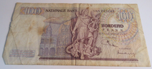 Load image into Gallery viewer, BELGIUM BANKNOTES 100 BELGAS, 5 FRANCS &amp; 100 FRANCS BANKNOTES IN NOTE HOLDER
