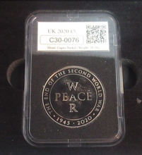 Load image into Gallery viewer, 2020 War and Peace Date Stamp End of WWII BUnc UK £5 Royal Mint Coin Boxed COA
