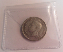 Load image into Gallery viewer, 1946 KING GEORGE VI BARE HEAD .500 SILVER EF ONE SHILLING COIN &amp; CLEAR FLIP
