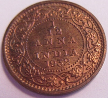 Load image into Gallery viewer, 1932 INDIA 1/12 ANNA COIN UNC WITH LUSTRE PRESENTED IN CLEAR FLIP
