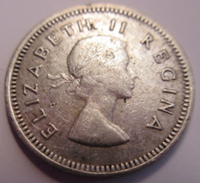 Load image into Gallery viewer, QUEEN ELIZABETH II 3d .500 SILVER THREEPENCE COIN 1956 SOUTH AFRICA &amp; FLIP
