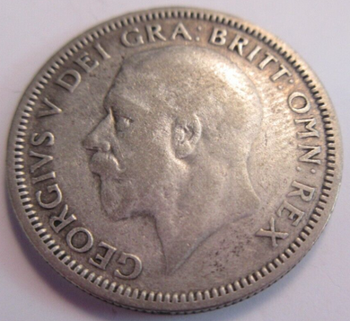 1936 KING GEORGE V BARE HEAD .500 SILVER F-VF ONE SHILLING COIN IN CLEAR FLIP