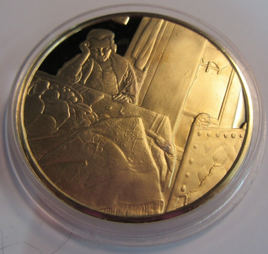 1975 THE GENIUS OF VERMEER HALLMARKED 24CT GOLD PLATED .925 SILVER 32G MEDAL