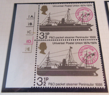 Load image into Gallery viewer, 1974 UNIVERSAL POSTAL UNION BRITISH POST OFFICE MNH STAMP PAIRS WITH ALBUM PAGE
