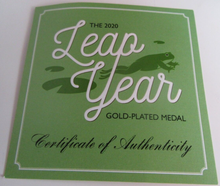Load image into Gallery viewer, 2020 LEAP YEAR GOLD PLATED MEDAL CAPSULE BOX &amp; COA
