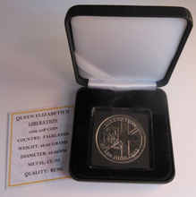 Load image into Gallery viewer, 1982 FALKLAND ISLANDS LIBERATION BUNC FIFTY PENCE CROWN COIN CAPSULE BOX &amp; COA
