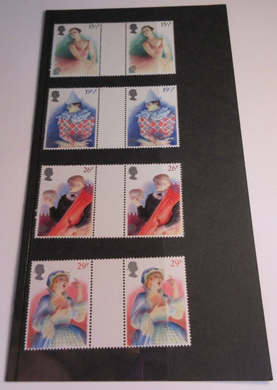 1982 EUROPA BRITISH THEATRE GUTTER PAIRS 8 STAMPS MNH IN CLEAR FRONTED HOLDER