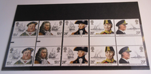 Load image into Gallery viewer, 1982 MARITIME HERITAGE DECIMAL STAMPS GUTTER PAIRS MNH IN STAMP HOLDER
