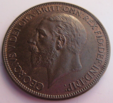 1927 KING GEORGE V UNC ONE PENNY COIN WITH SOME LUSTRE IN CLEAR FLIP