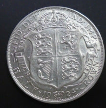 Load image into Gallery viewer, 1924 GEORGE V BARE HEAD COINAGE HALF 1/2 CROWN SPINK 4021A CROWNED SHIELD A1
