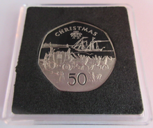 Load image into Gallery viewer, 1980 CHRISTMAS ISLE OF MAN DIAMOND FINISH 50P COIN IN CHRISTMAS CARD BOX &amp; COA
