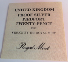 Load image into Gallery viewer, 1982 SILVER PROOF PIEDFORT 20p TWENTY PENCE COIN WITH CASE &amp; COA
