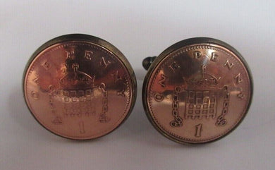 Queen Elizabeth 1 Penny Domed Cufflinks Coin Crafts gifts Birthdays & Christmas