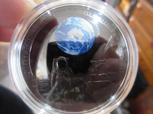 Load image into Gallery viewer, 2019 Moon Landing Curved Silver Proof 1oz Australia $5 Dollars Coin Box &amp; COA
