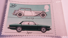 Load image into Gallery viewer, 1982 BRITISH MOTOR CARS GUTTER PAIRS 8 STAMPS MNH IN CLEAR FRONTED HOLDER
