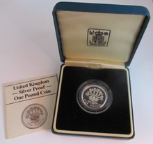 Load image into Gallery viewer, 1986 £1 ONE POUND SILVER PROOF COIN IRELAND FLAX PLANT ROYAL MINT BOX &amp; COA
