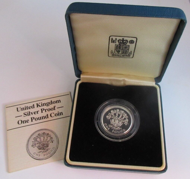 1986 £1 ONE POUND SILVER PROOF COIN IRELAND FLAX PLANT ROYAL MINT BOX & COA