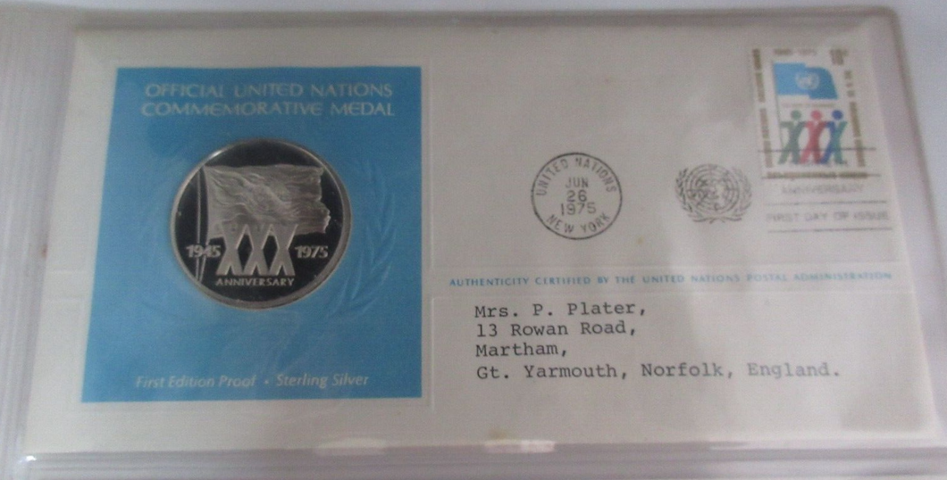 1975 30th Anniversary of the UN First Edition United Nations Silver Proof Medal