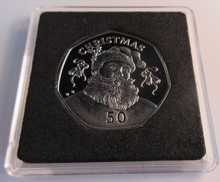 Load image into Gallery viewer, 1992 QEII FATHER CHRISTMAS FIFTY PENCE COIN MINT MARK BB GIBRALTAR BOX &amp; COA
