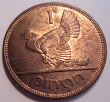 Load image into Gallery viewer, 1968 IRELAND ONE PENNY EIRE 1d UNC WITH NEAR FULL LUSTRE IN CLEAR FLIP

