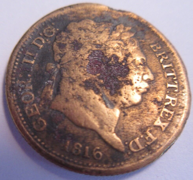 1816 GEORGE III GOLD PLATED SHILLING .925 PRESENTED IN CLEAR FLIP